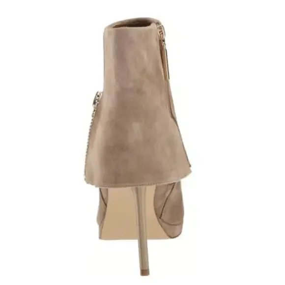 Steve Madden Renee Suede Foldover Pointed Toe Stiletto Booties | 9, Tan NEW - Picture 3 of 4